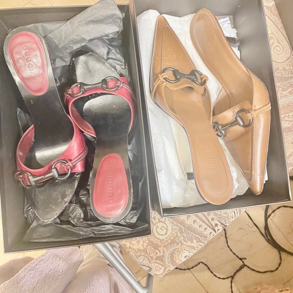 Various vintage Gucci mules $100 each. SZ 7, orig $400. Red, brown, & black - Picture 3 of 3